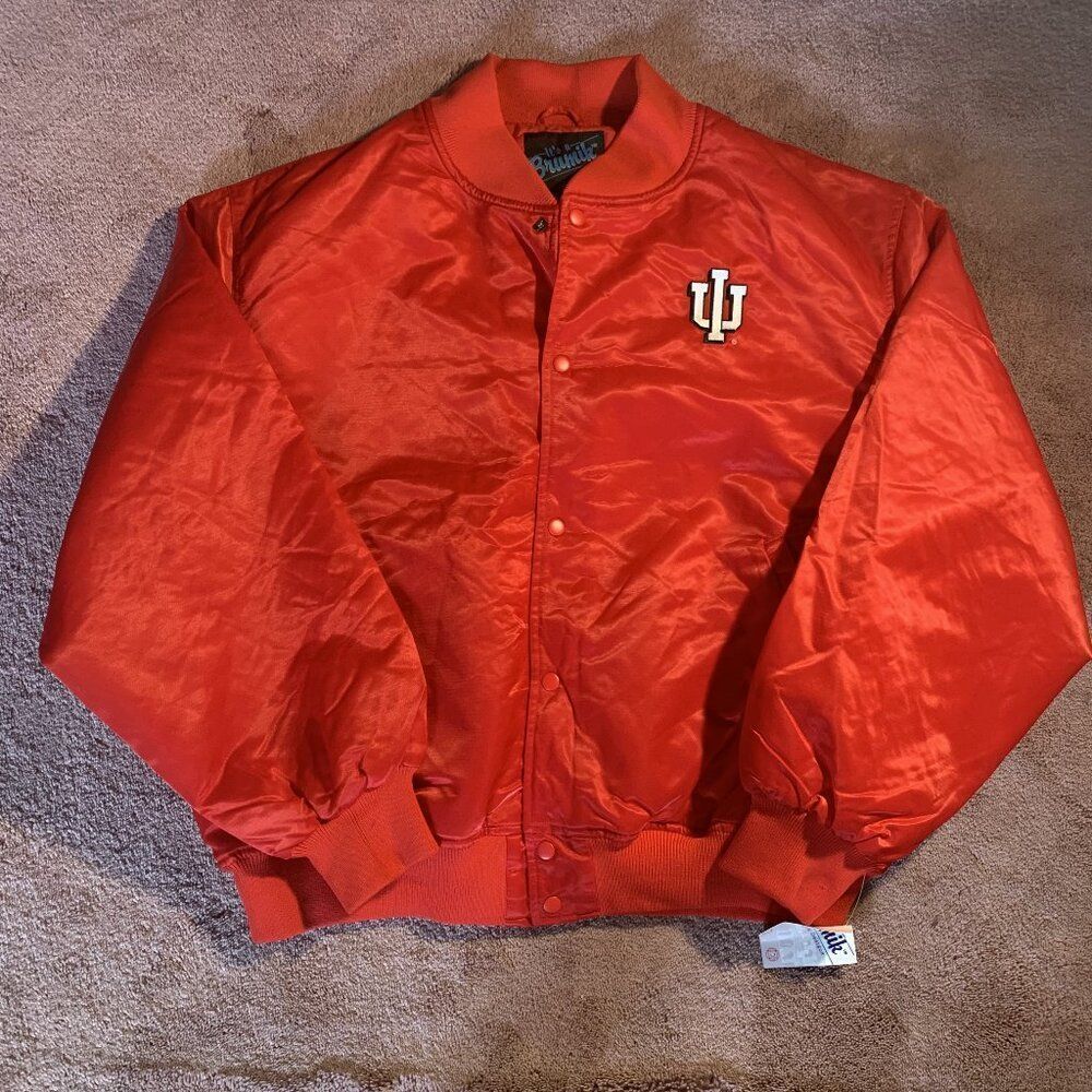 Vintage Indiana Hoosiers Assembly Hall Satin Bomber Jacket Red‎ Mens 2XL